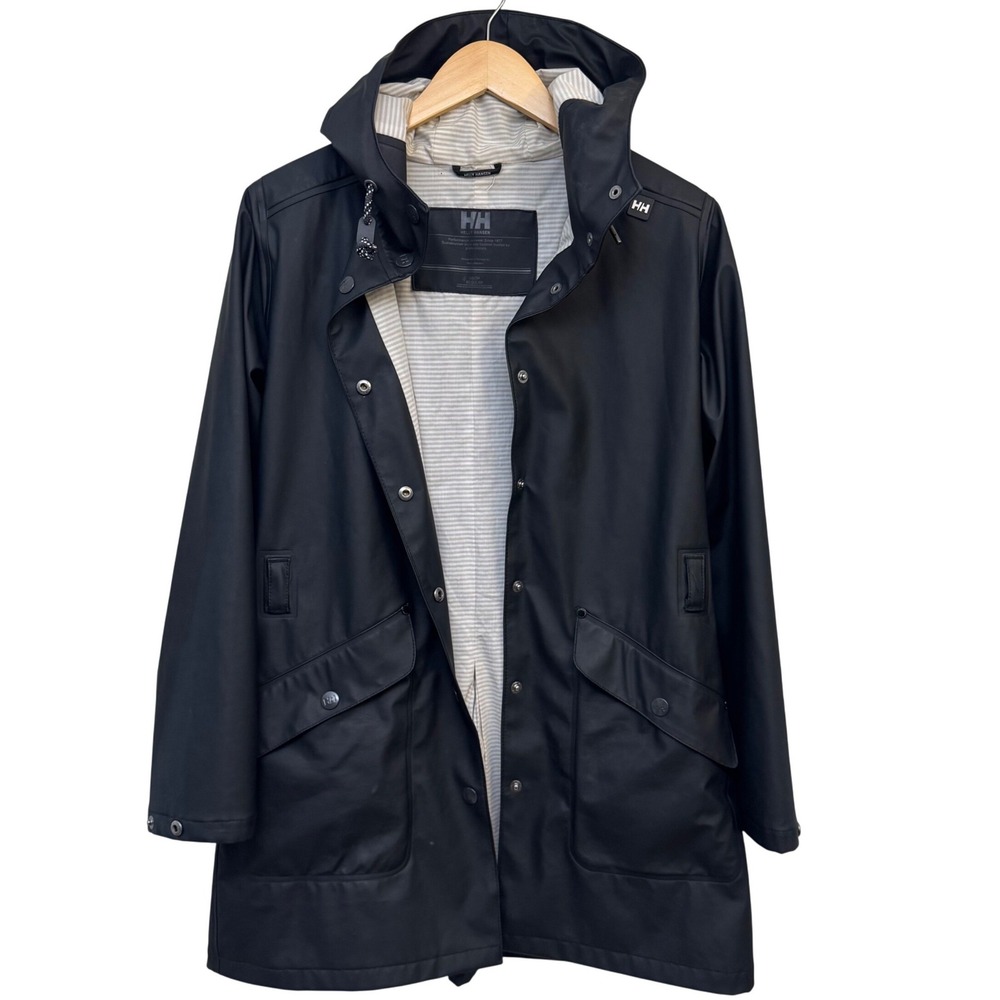 Helly Hansen XS Rain Coat Womens‎ Black Hooded Waterproof Gorpcore *Read